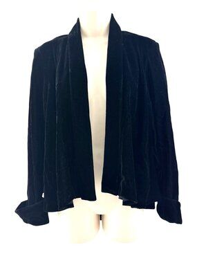 Alex‎ Evenings Black Velvet Swing Jacket Shawl Collar Dressy Formal Size S Shrug